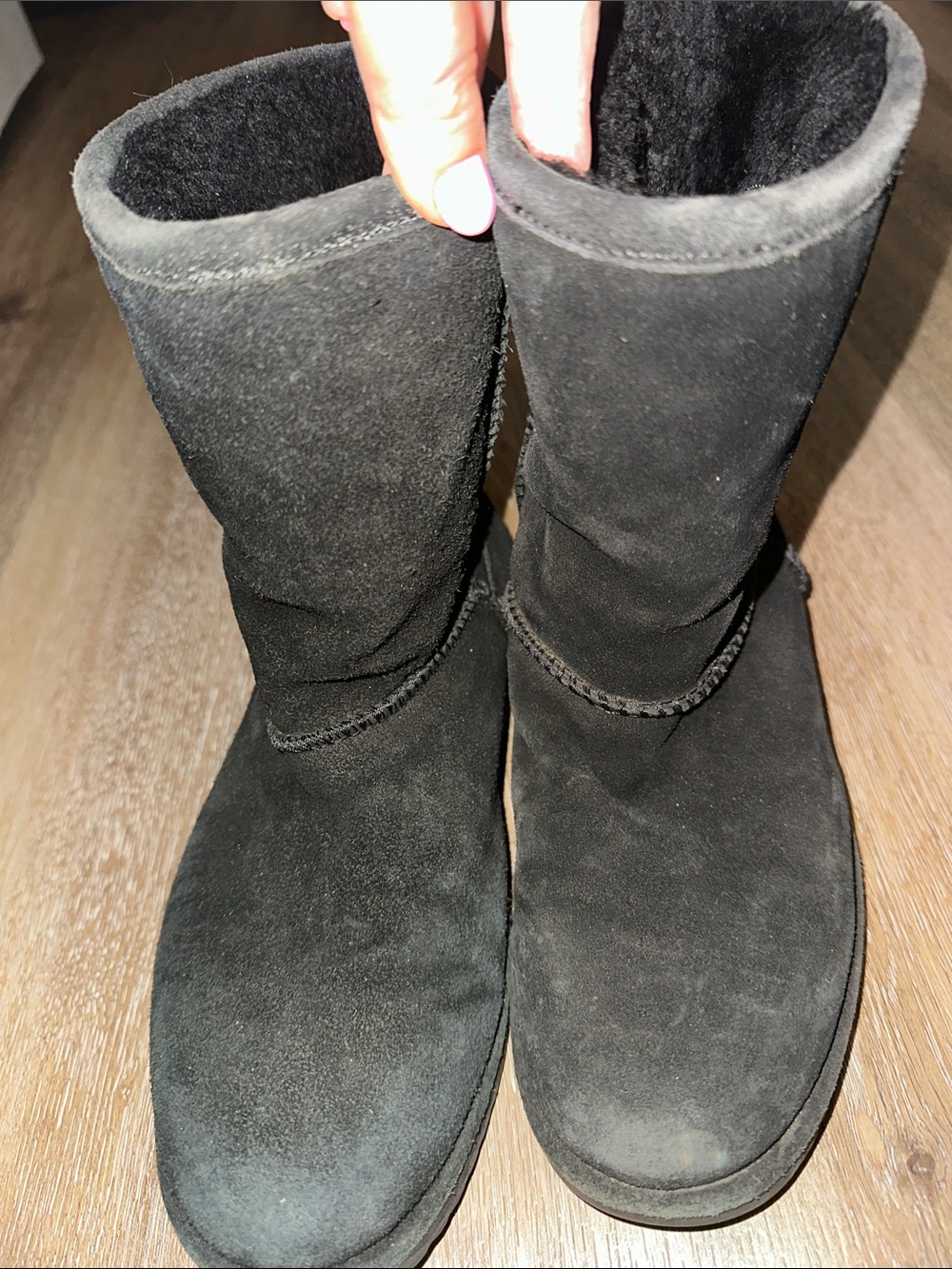 Emu Black Suede Mid-Calf Shearling Boots